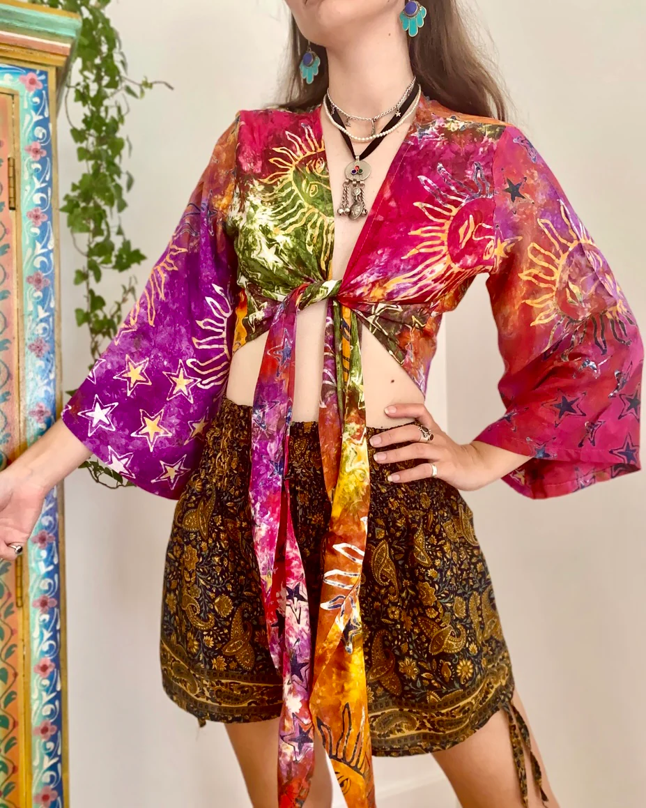 Vibrant Bohemian Tie-Dye Blouse