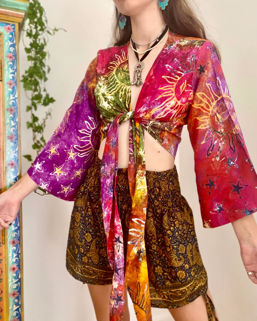 Vibrant Bohemian Tie-Dye Blouse