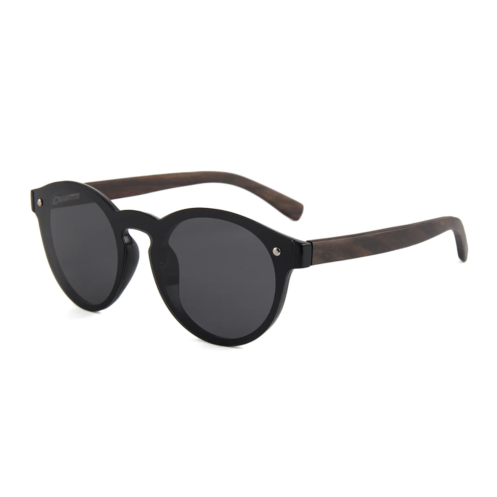 Stylish Black Acetate And Wood Sunglasses