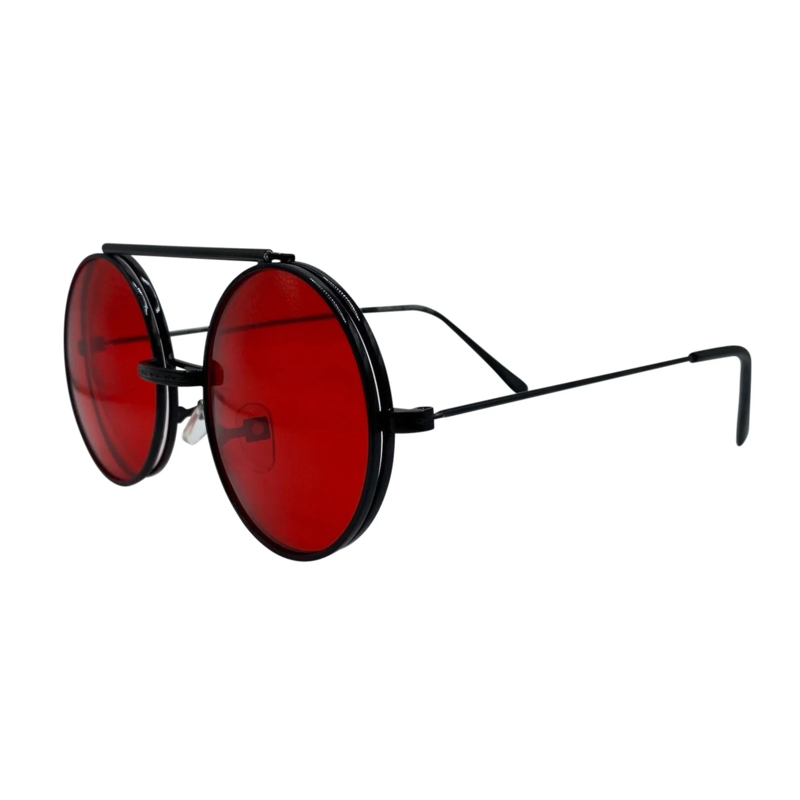 Retro Round Red-Lens Sunglasses