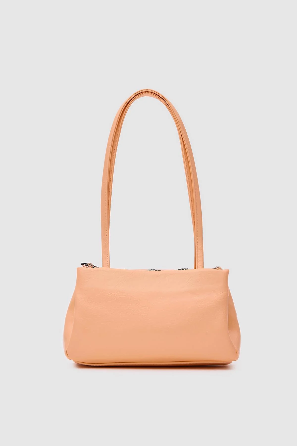 Chic Peach Faux Leather Shoulder Bag