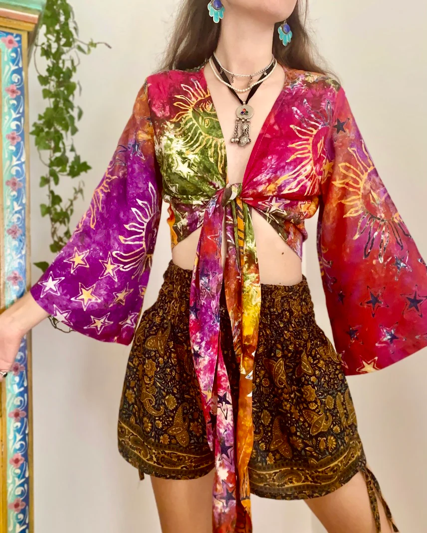 Vibrant Bohemian Tie-Dye Blouse